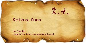 Krizsa Anna névjegykártya