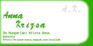 anna krizsa business card